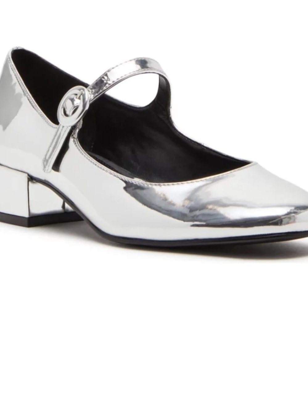 Steve Madden Metallic Silver Mary Jane Block Heel New In The Box